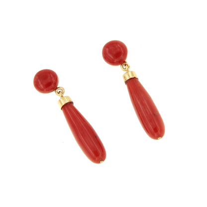 Pendientes MILOR de coral en oro amarillo de 18 kilates