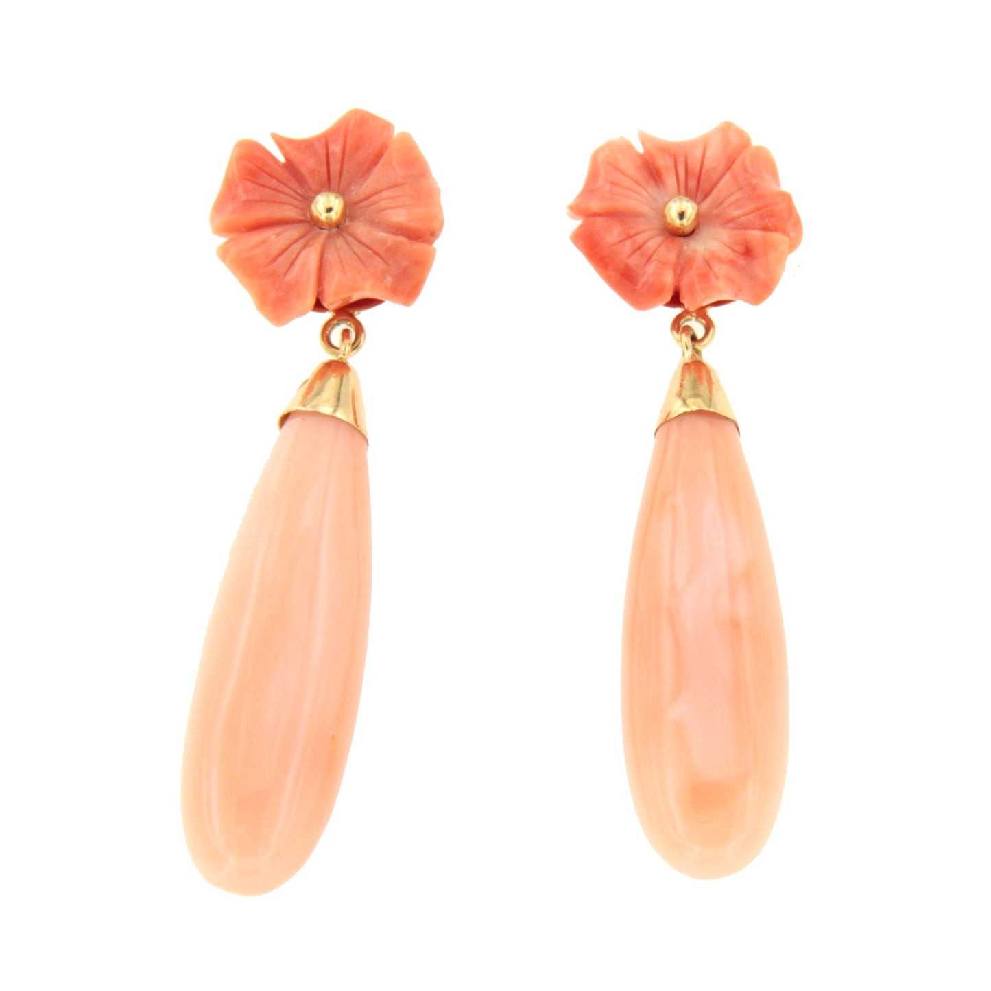 Pendientes FRAGANCIA desmontables flor de coral en oro amarillo de 18 kts