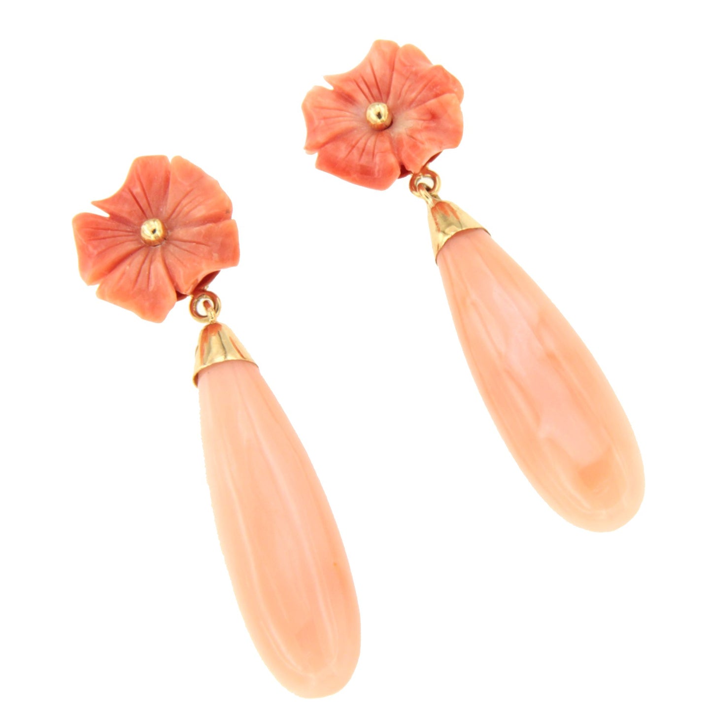 Pendientes FRAGANCIA desmontables flor de coral en oro amarillo de 18 kts