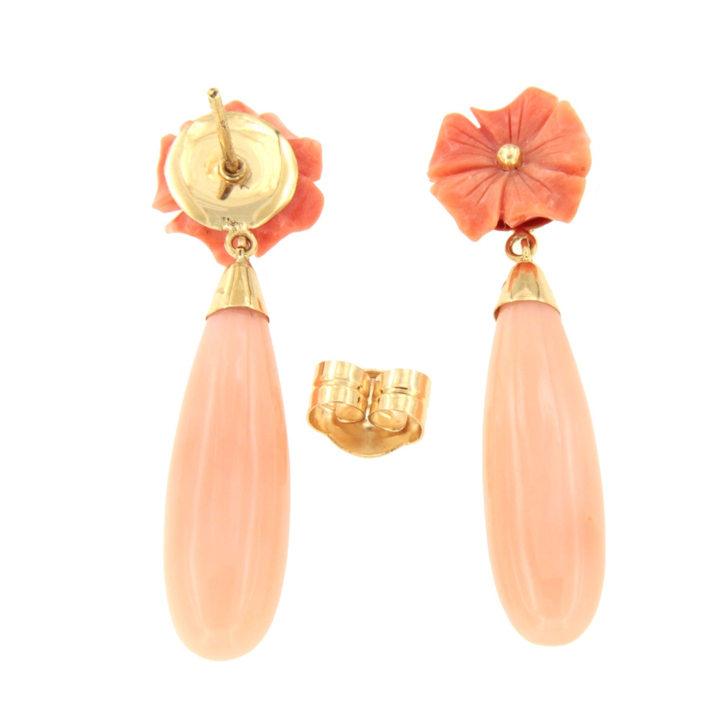 Pendientes FRAGANCIA desmontables flor de coral en oro amarillo de 18 kts