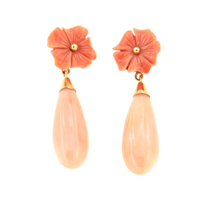 Pendientes FRAGANCIA desmontables flor de coral en oro amarillo de 18 kts