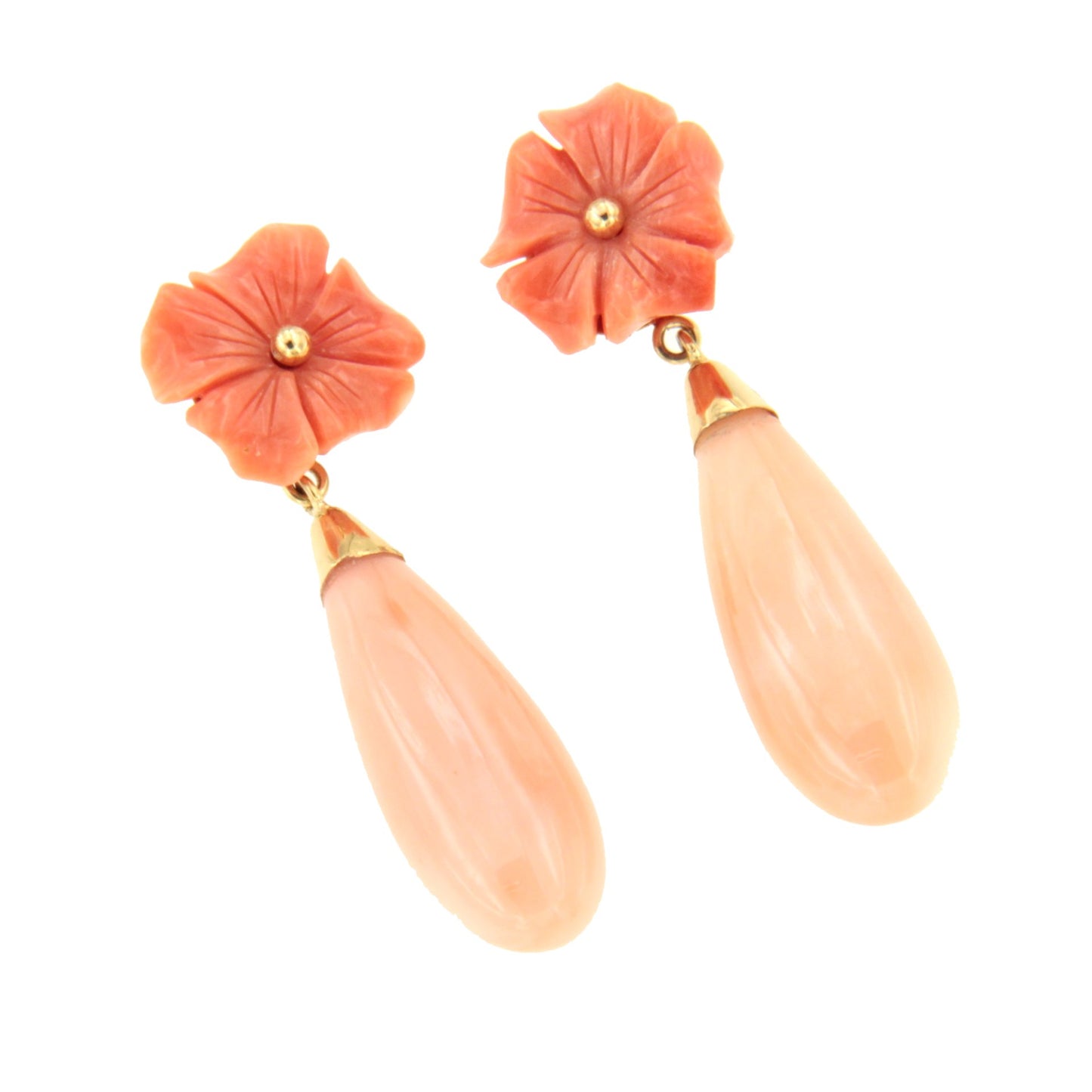 Pendientes FRAGANCIA desmontables flor de coral en oro amarillo de 18 kts