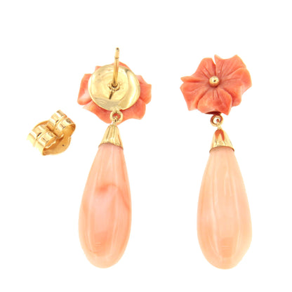 Pendientes FRAGANCIA desmontables flor de coral en oro amarillo de 18 kts