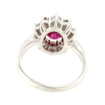 Anillo GALES roseta rubí/ zafiro y brillantes oro blanco de 18 ktes