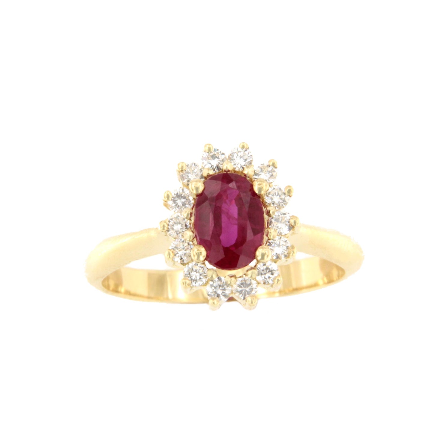 BENONI ring, oval ruby ​​rosette and diamonds, 18k white gold.