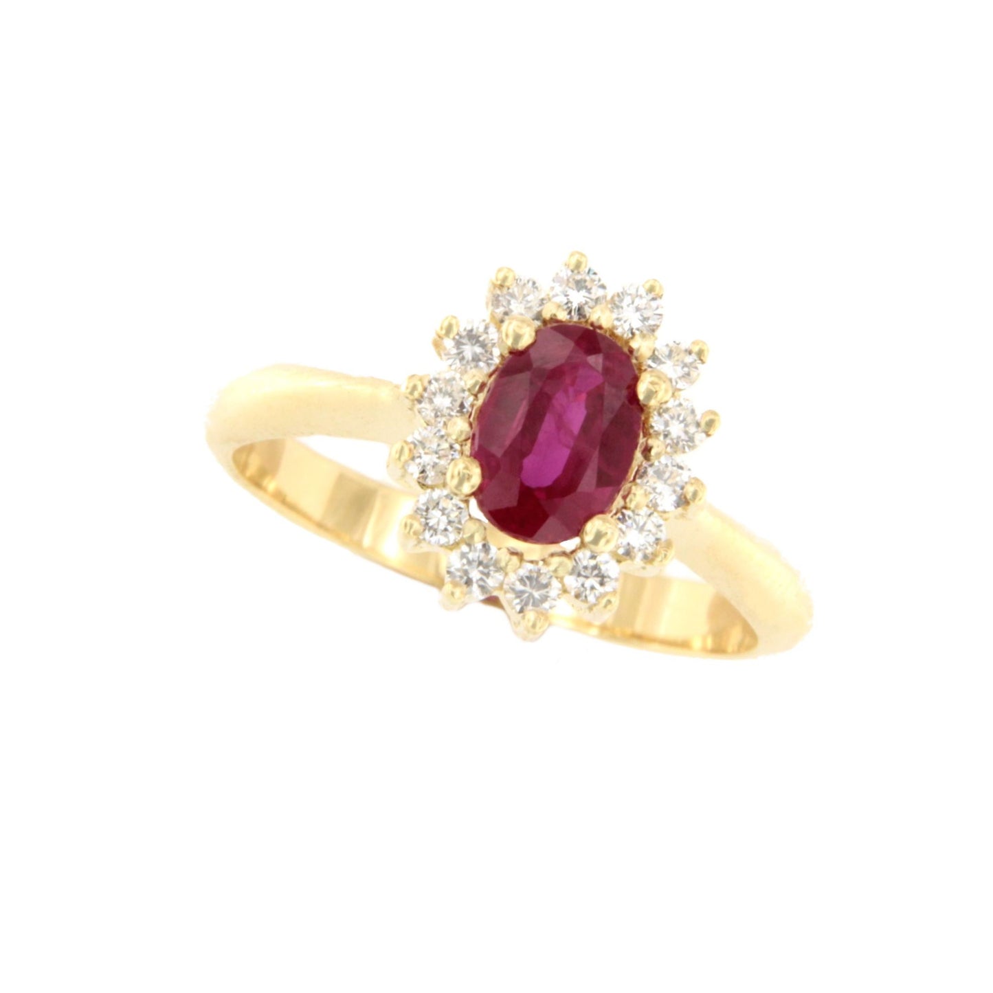 BENONI ring, oval ruby ​​rosette and diamonds, 18k white gold.
