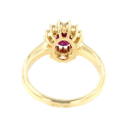 BENONI ring, oval ruby ​​rosette and diamonds, 18k white gold.