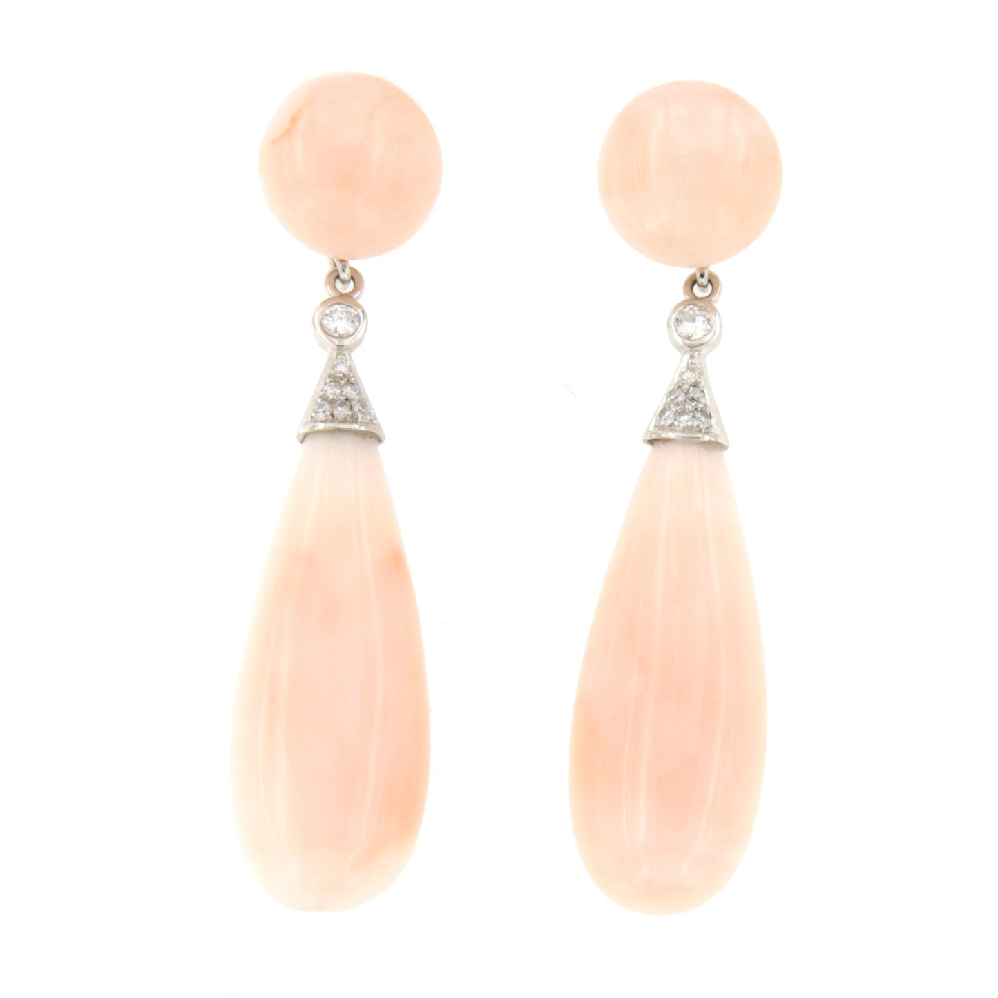 Pendientes MAESTRANZA desmontables de coral piel de ángel en oro amarillo de 18 kts