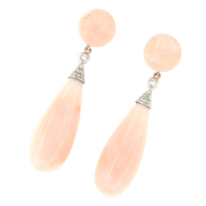 Pendientes MAESTRANZA desmontables de coral piel de ángel en oro amarillo de 18 kts