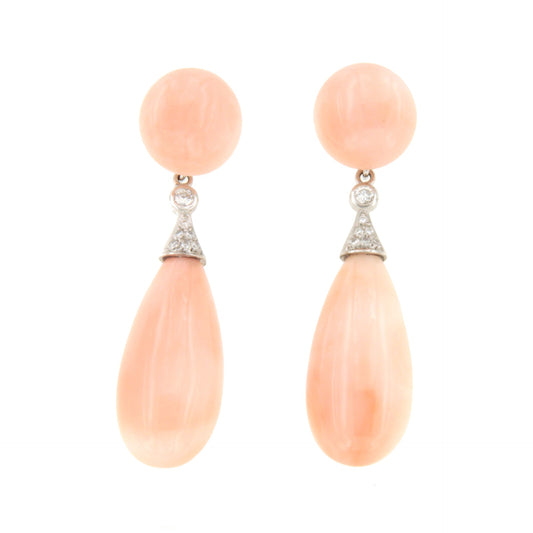 Pendientes MAESTRANZA desmontables de coral piel de ángel en oro amarillo de 18 kts