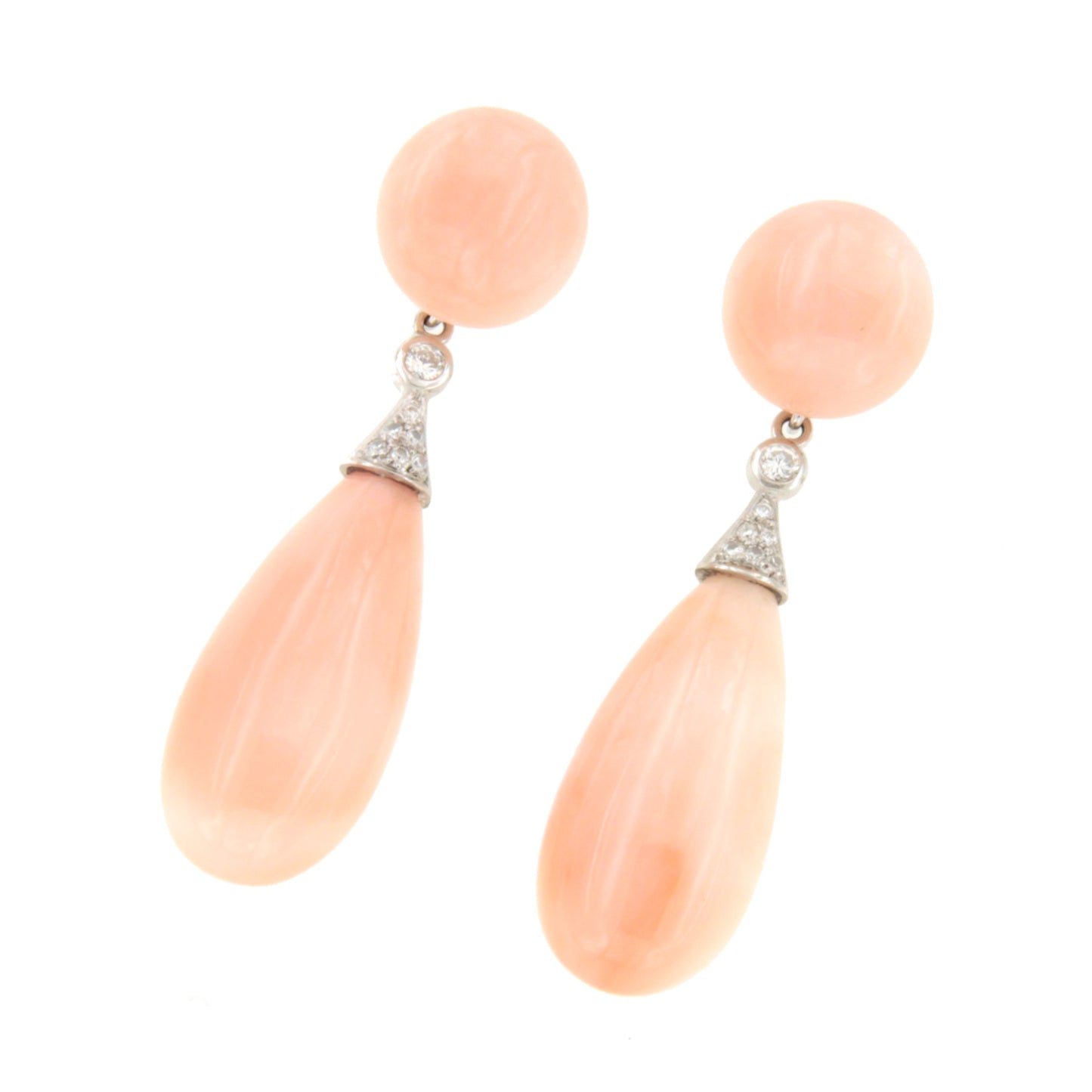 Pendientes MAESTRANZA desmontables de coral piel de ángel en oro amarillo de 18 kts