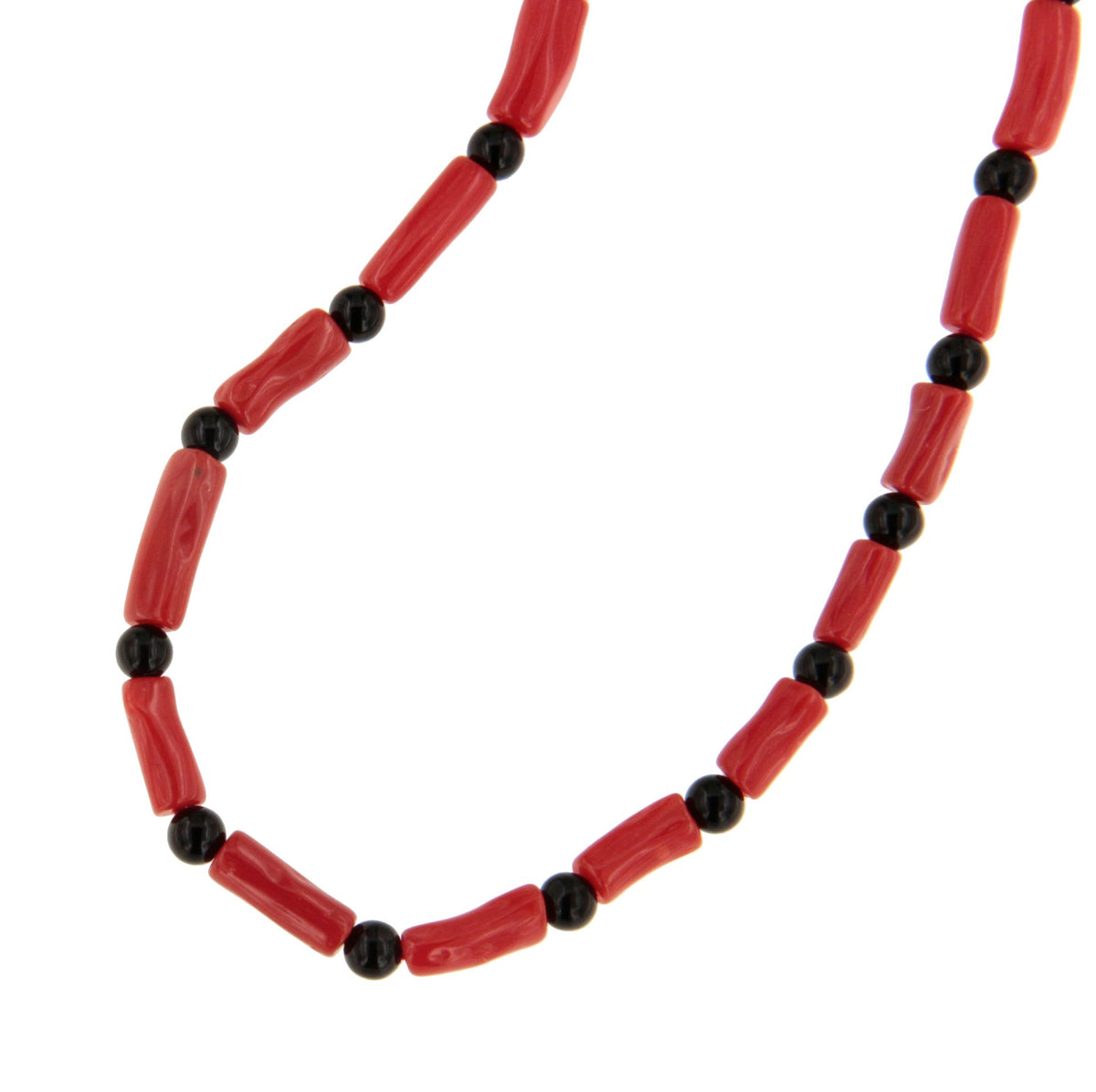 Bamboo choker with coral branches and 18k gold clasps