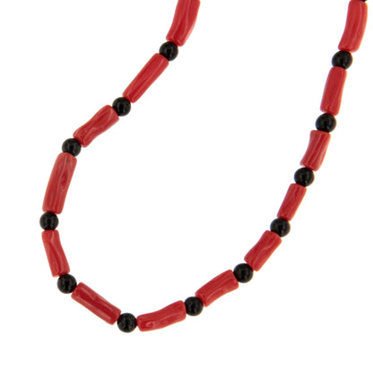 Bamboo choker with coral branches and 18k gold clasps