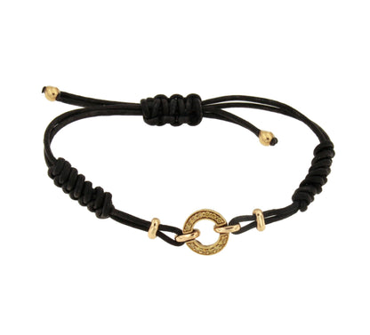 Pulsera BAEZA macramé con eslabón en oro amarillo 18 ktes
