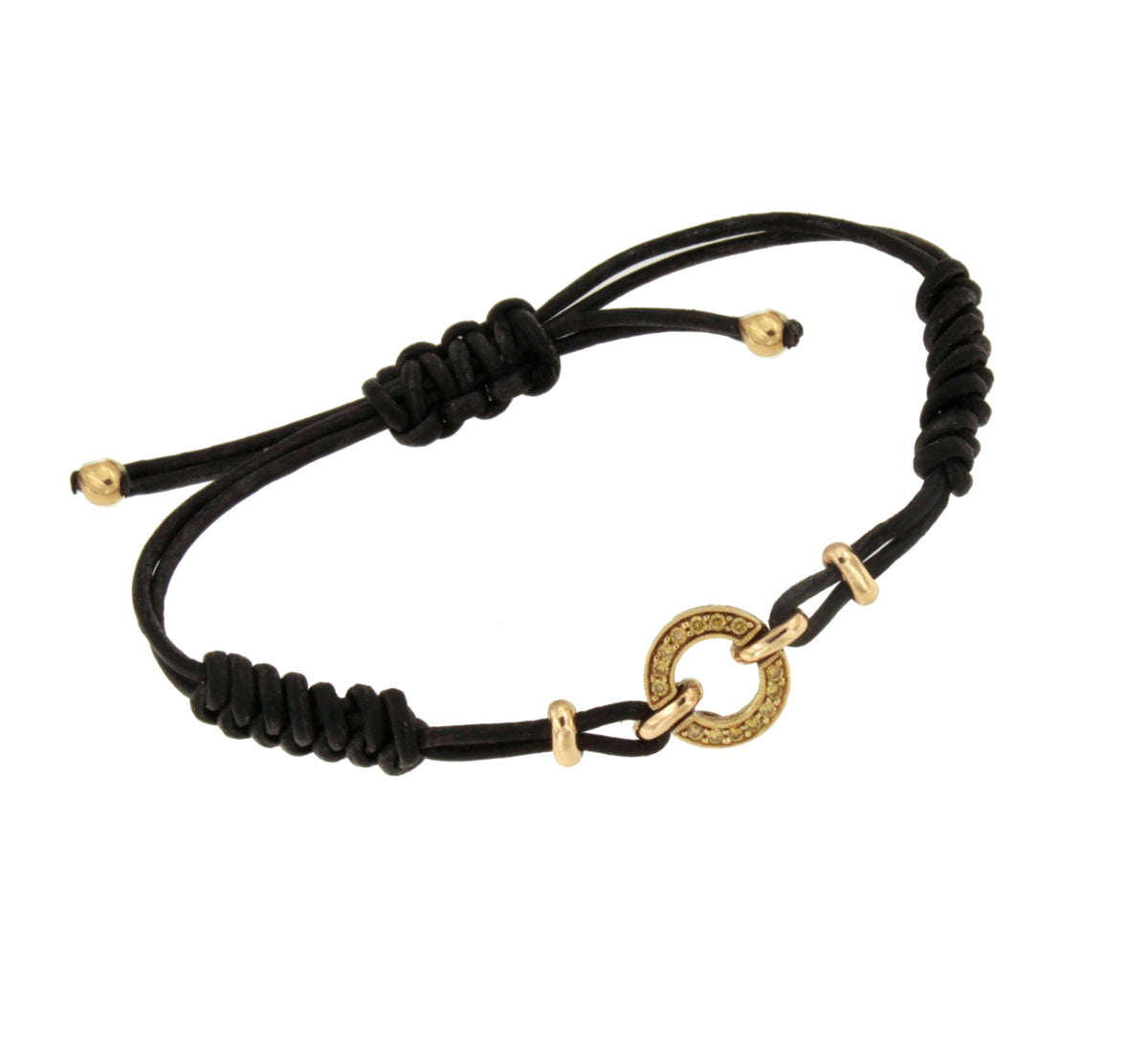 Pulsera BAEZA macramé con eslabón en oro amarillo 18 ktes