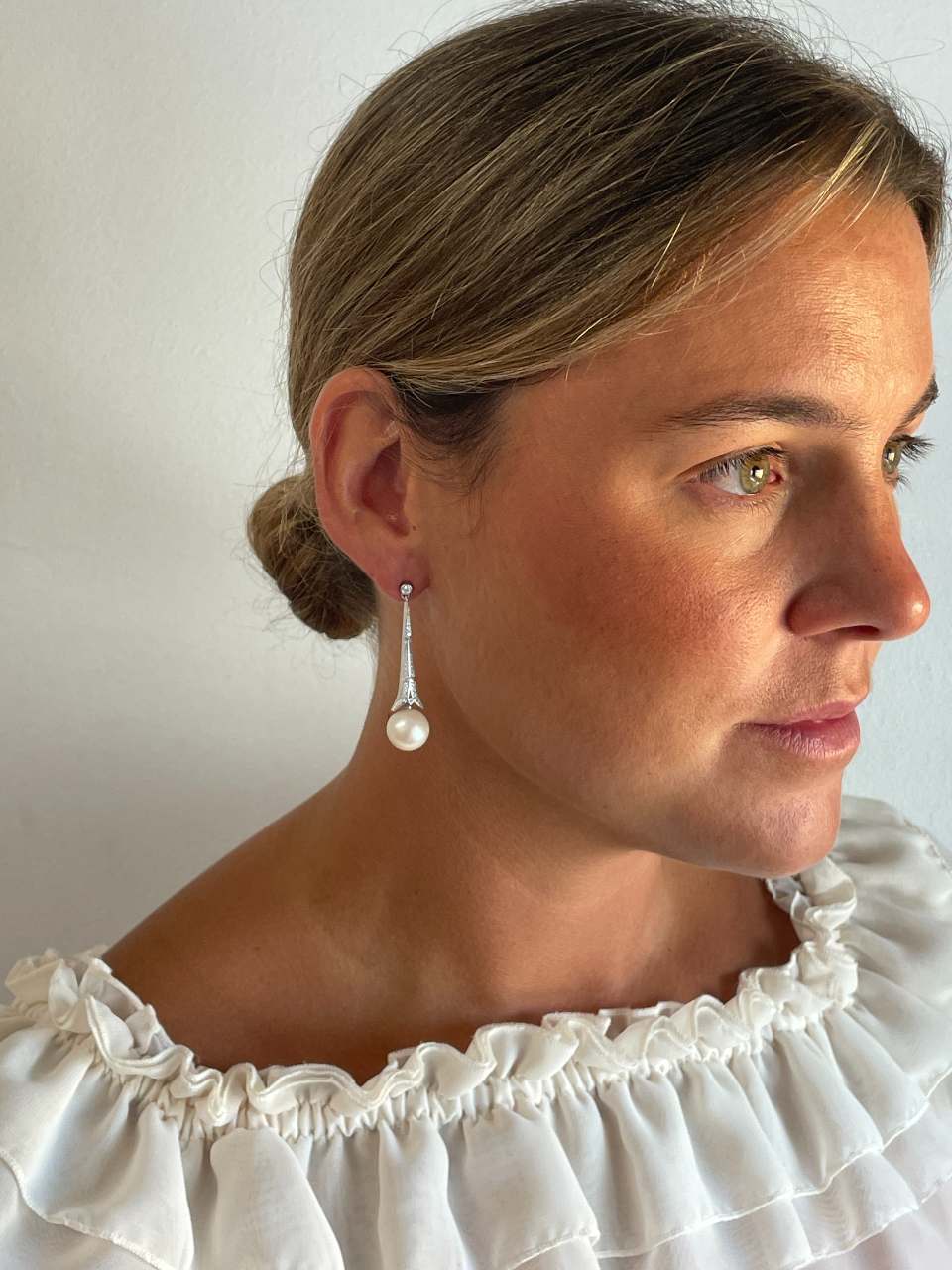 Pendientes CAULKER largos en color esmeralda/ zafiro