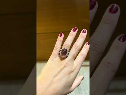 KIZOMBA, anillo de oro amarillo con onyx y amatista