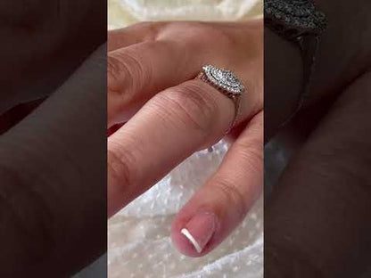 Anillo MACETERO en oro blanco de 18 kilates con baguettes y brillantes