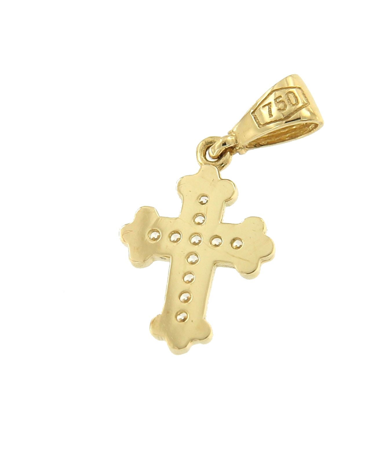 Pequeña cruz con circonitas BURSA en oro amarillo de 18 ktes - Roman Joyero