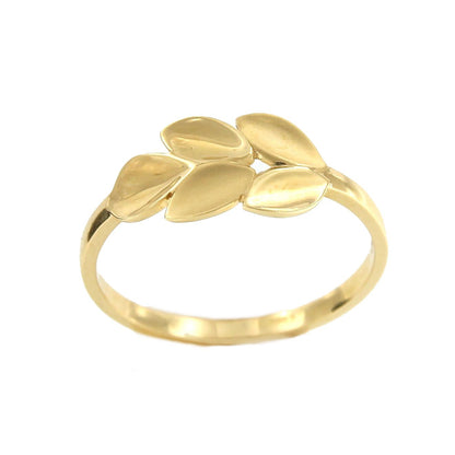 Anillo MELIKE en oro amarillo 18 ktes con hojas mate y brillo - Roman Joyero