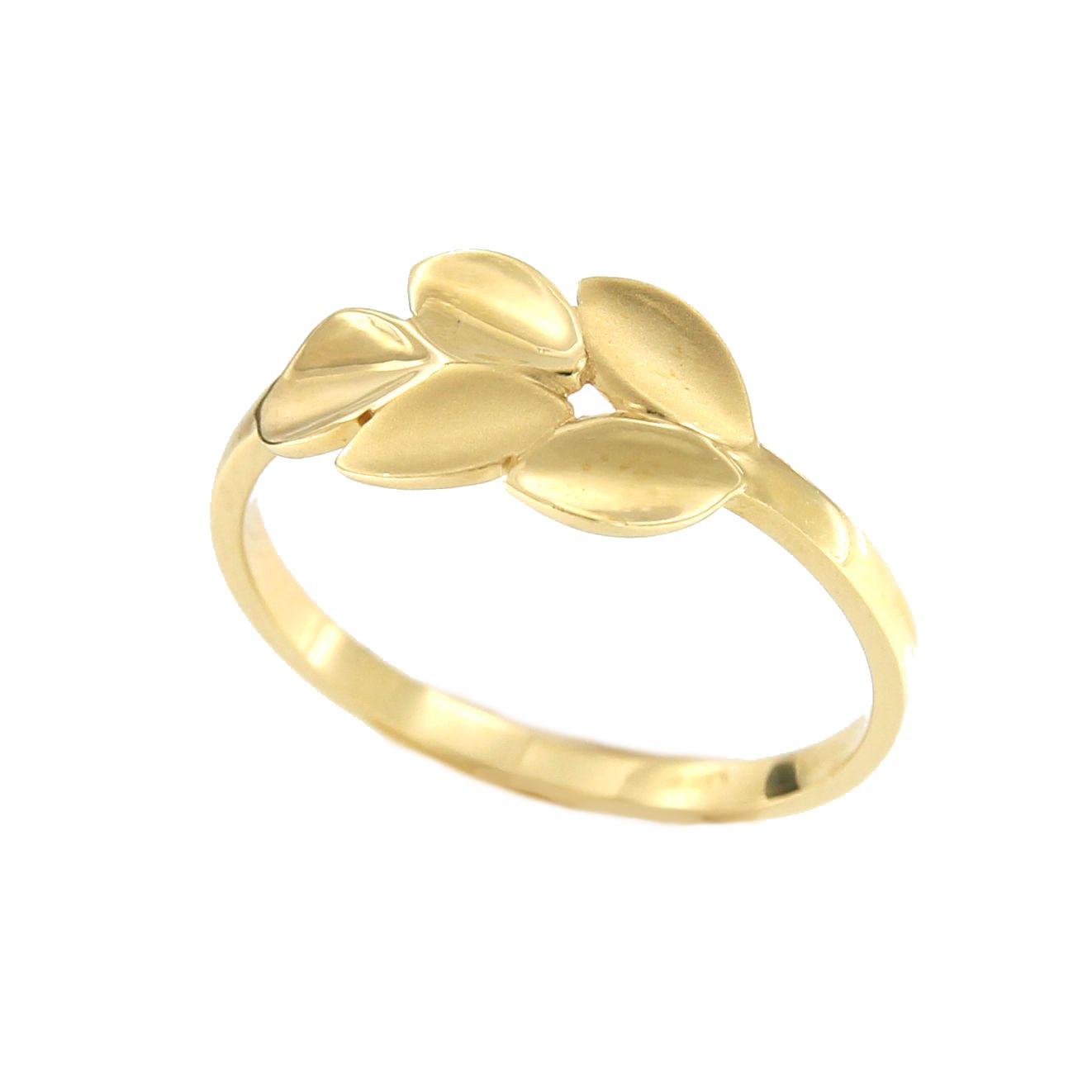 Anillo MELIKE en oro amarillo 18 ktes con hojas mate y brillo - Roman Joyero