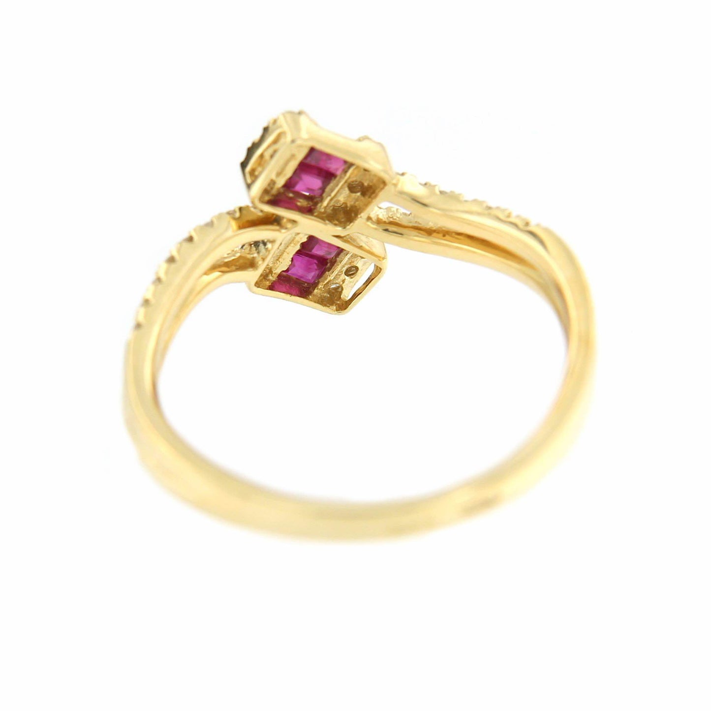 Anillo TURAN en oro amarillo de 18 kts con brillantes y rubies - Roman Joyero