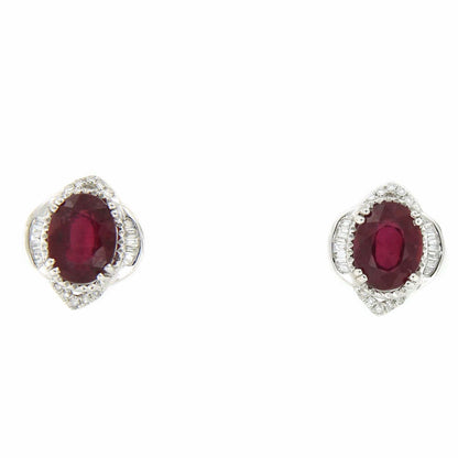 BALABAN pendientes Rubies en oro blanco baguettes y brillantes