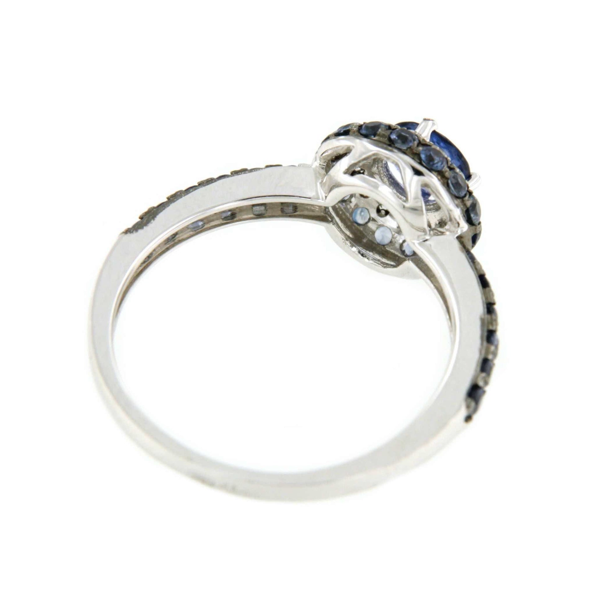 SEFIKA anillo de zafiros rodeados de brillantes y zafiros - Roman Joyero