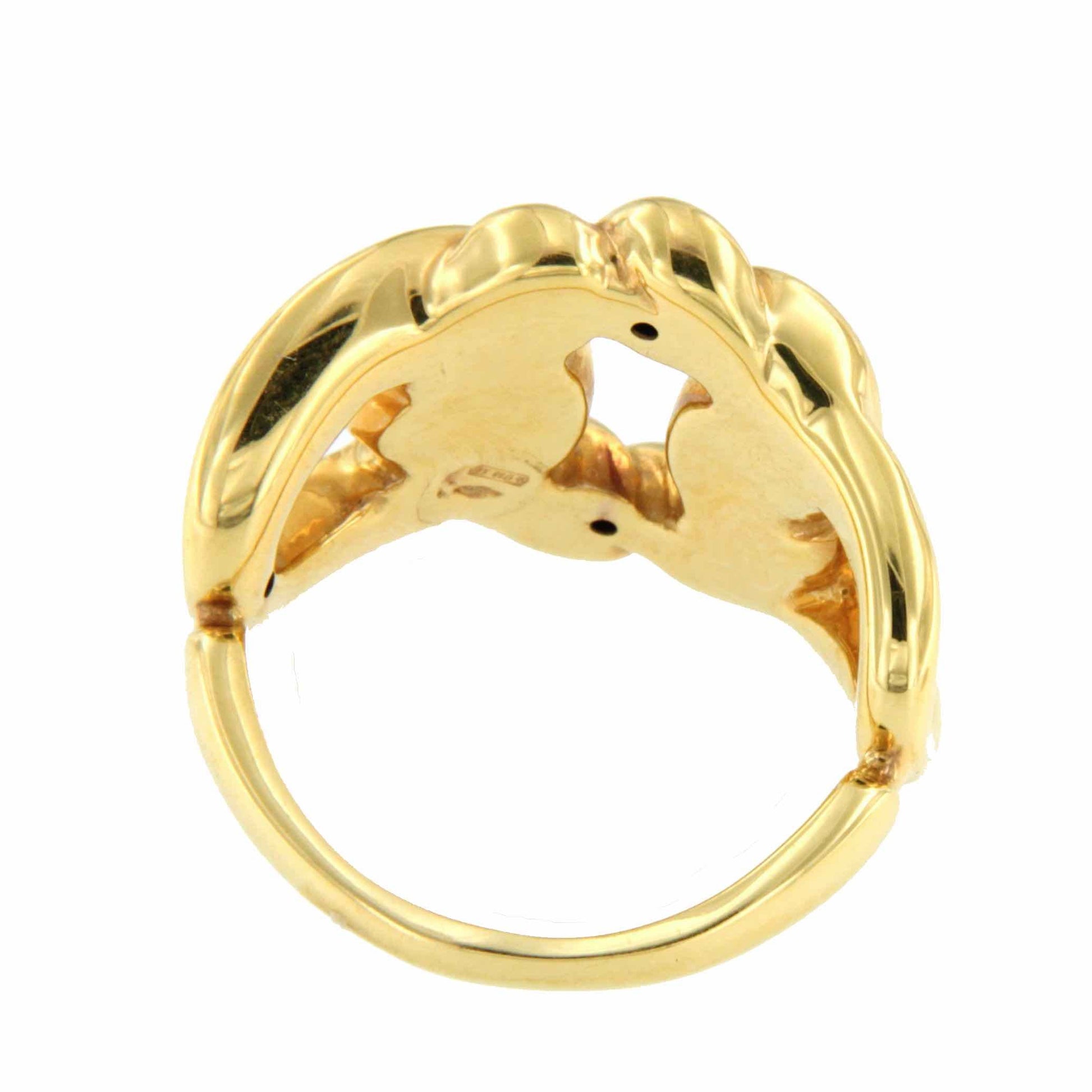 Anillo RECAY eslabón barbado en oro amarillo de 18 kilates - Roman Joyero