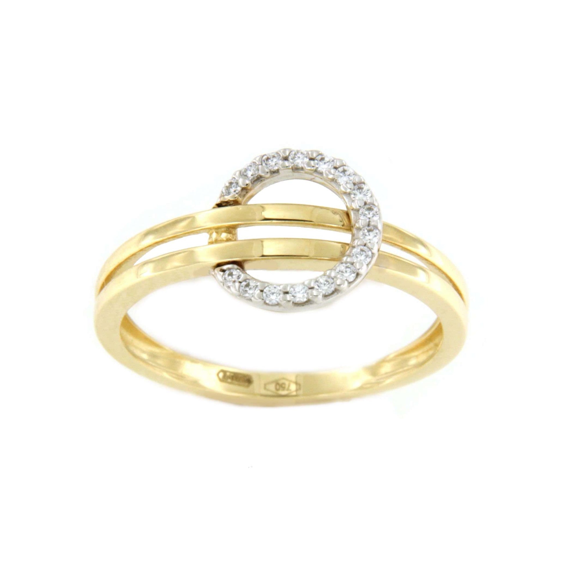 DIBEK anillo en oro amarillo 18 ktes con circonitas rodiado - Roman Joyero
