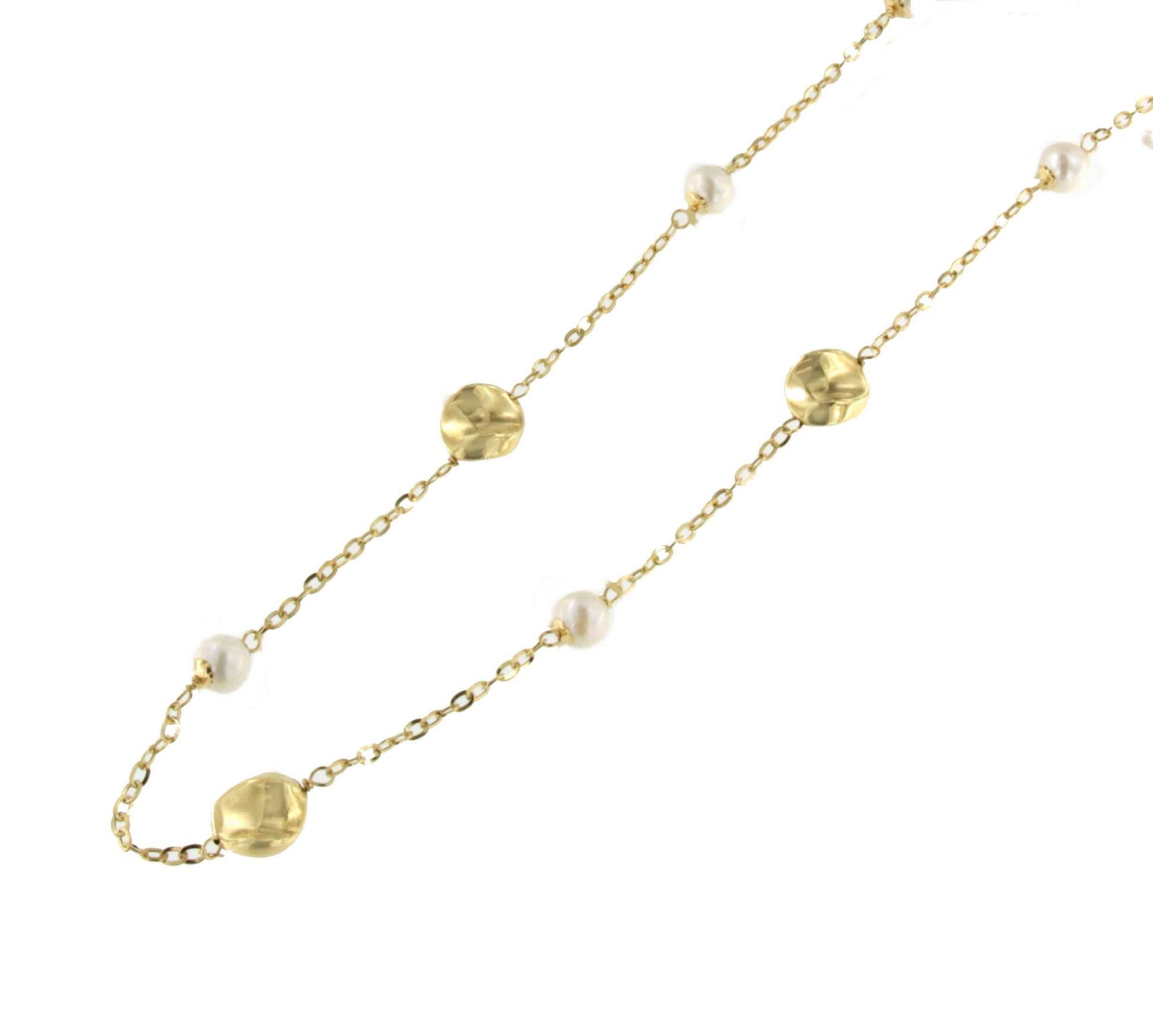 Gargantilla MANISA en oro de 18 kilates perlas y eslabones de hojas - Roman Joyero