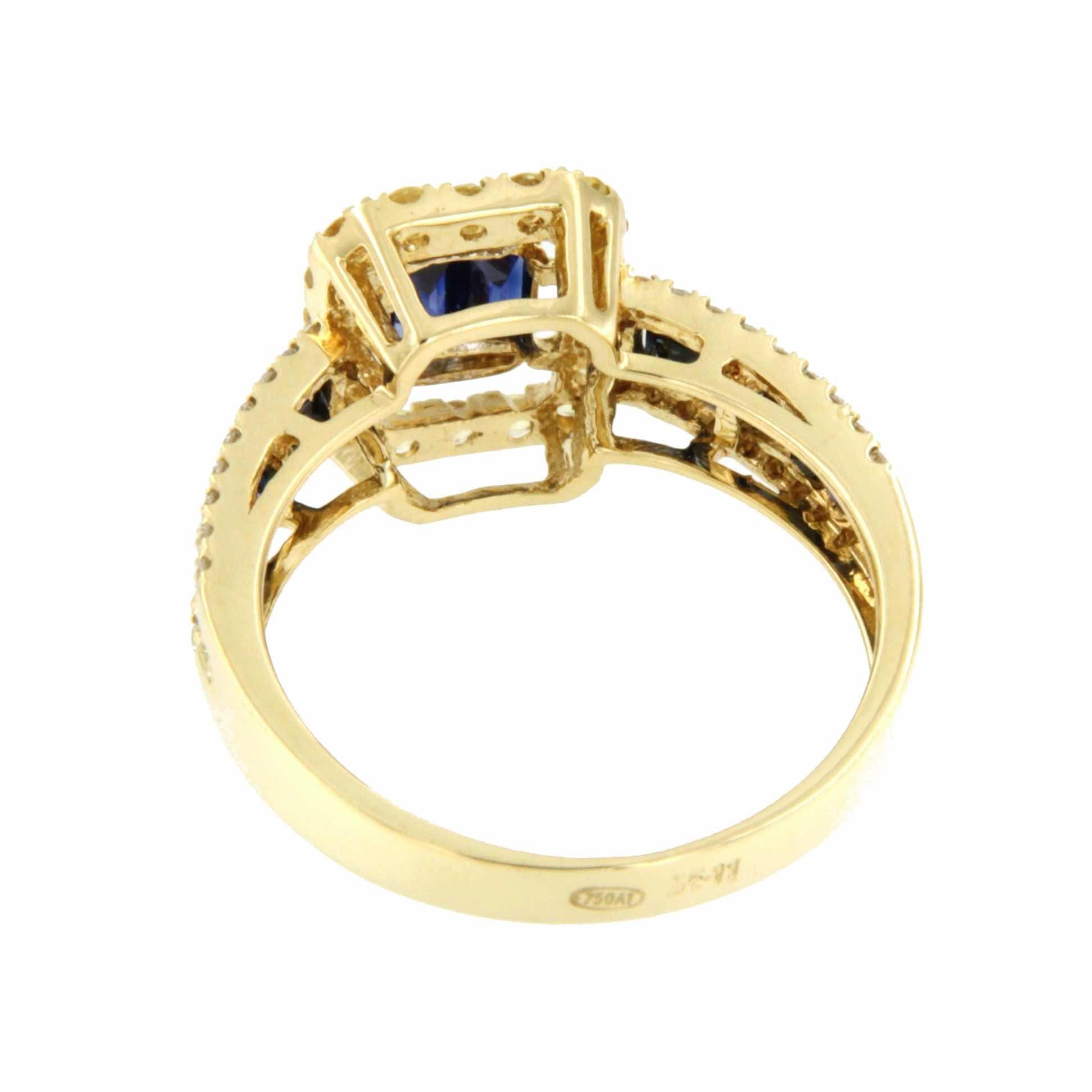 ASPETTA anillo oro amarillo con brillantes y zafiros dos colores - Roman Joyero
