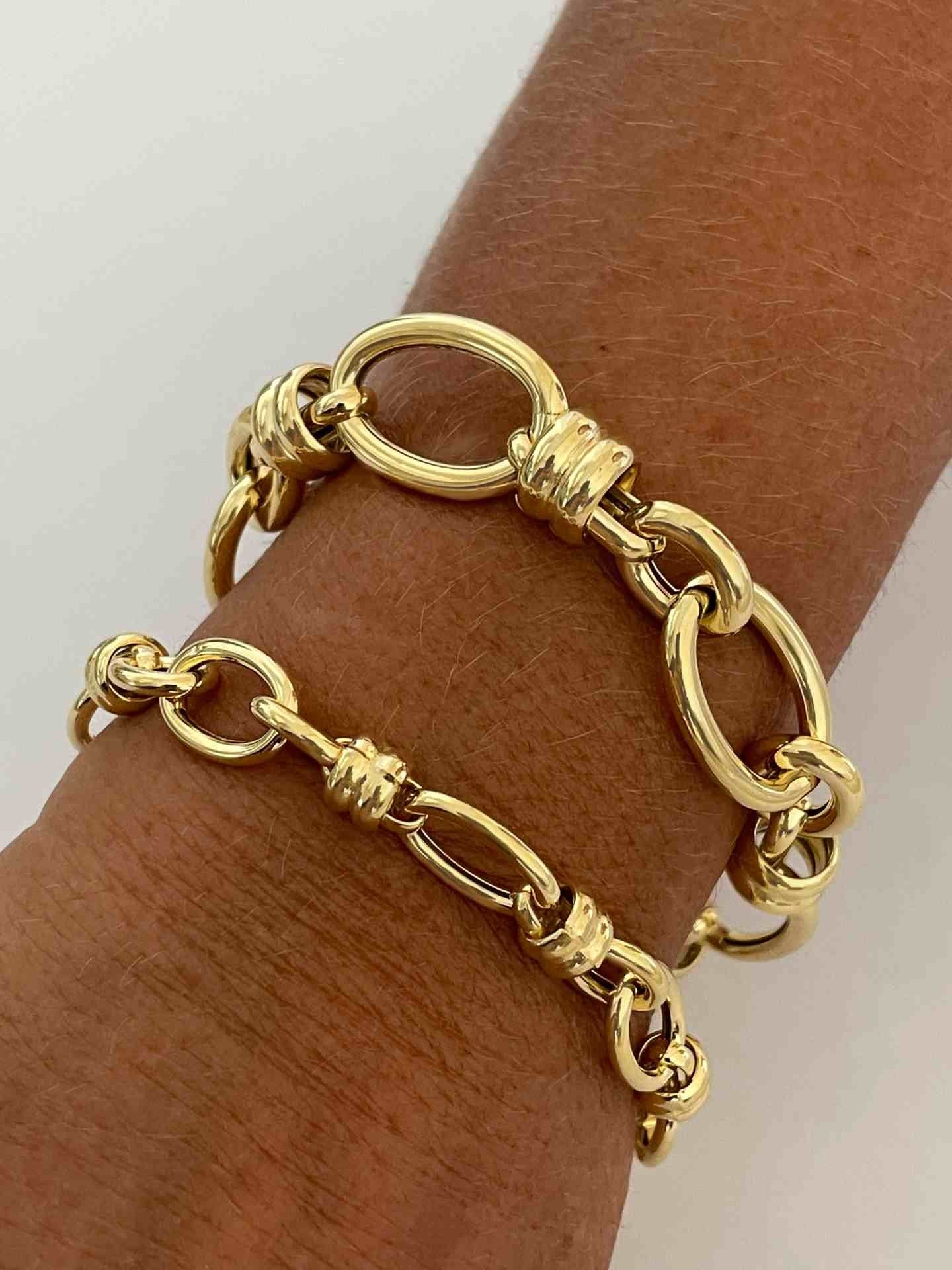 MACERATA pulsera plata 1ª ley bañada oro eslabones huecos