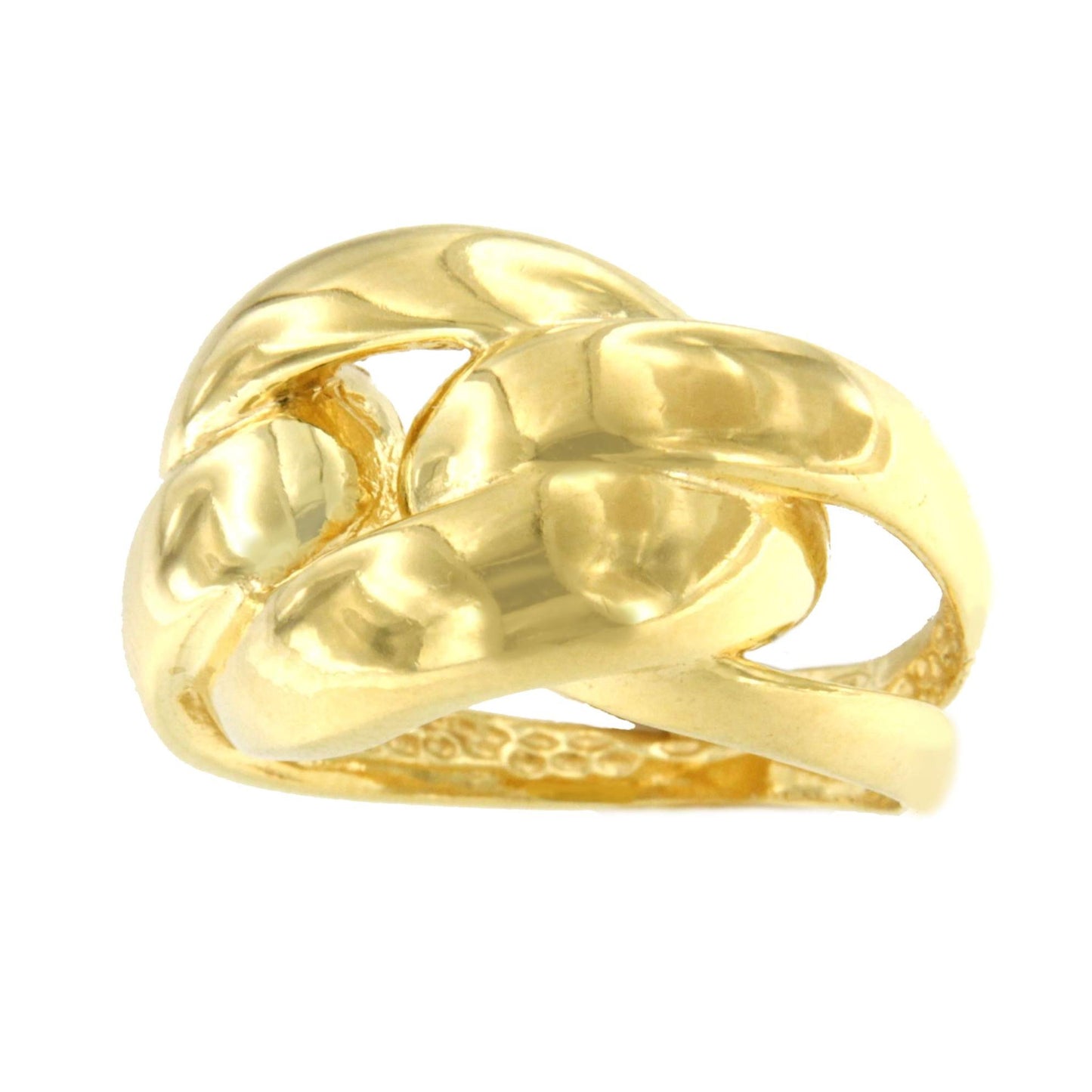 RINALDO anillo ancho barbado pulido en plata 1ª ley bañada oro