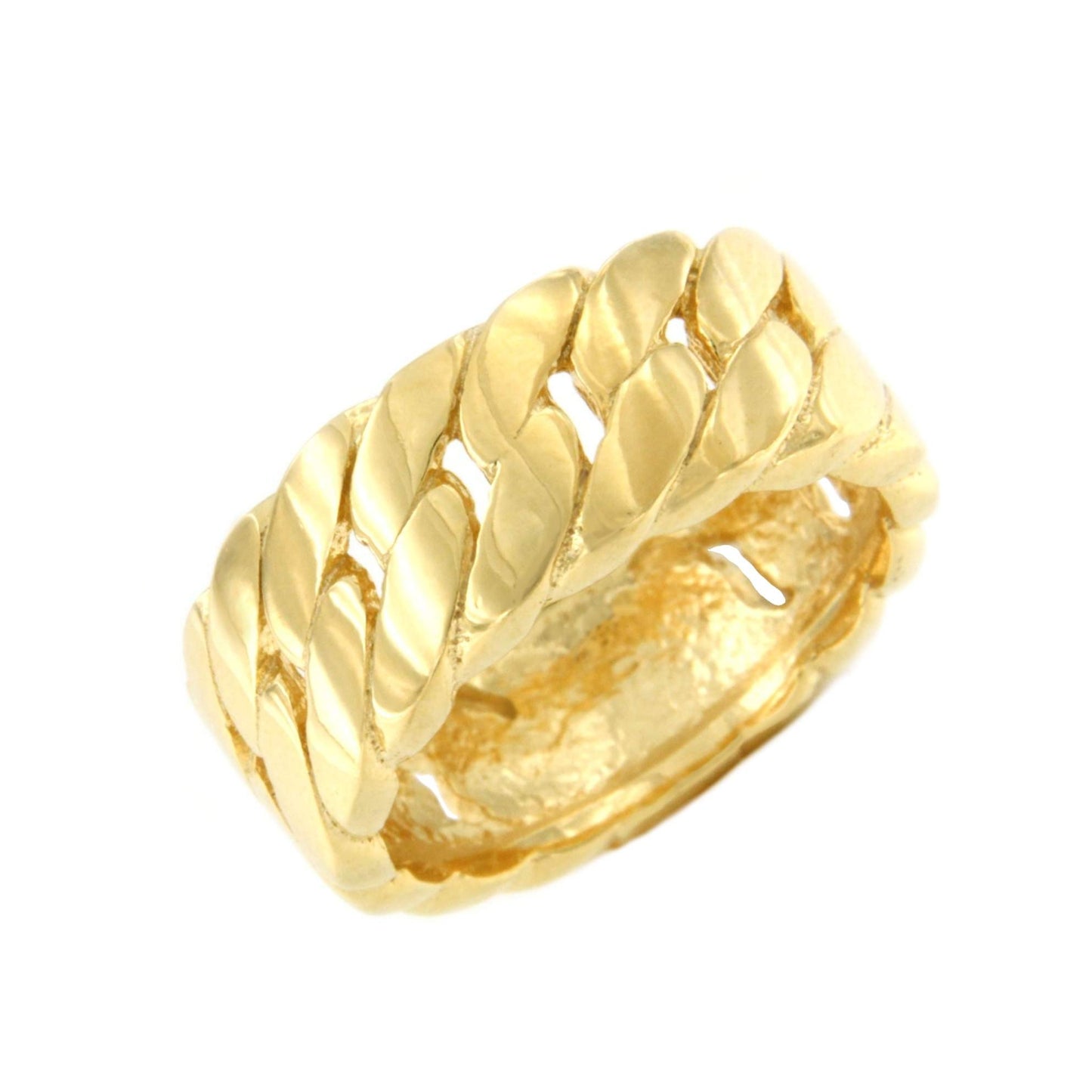 LAKME anillo eslabón cadena barbada plata 1ª ley bañada oro - Roman Joyero