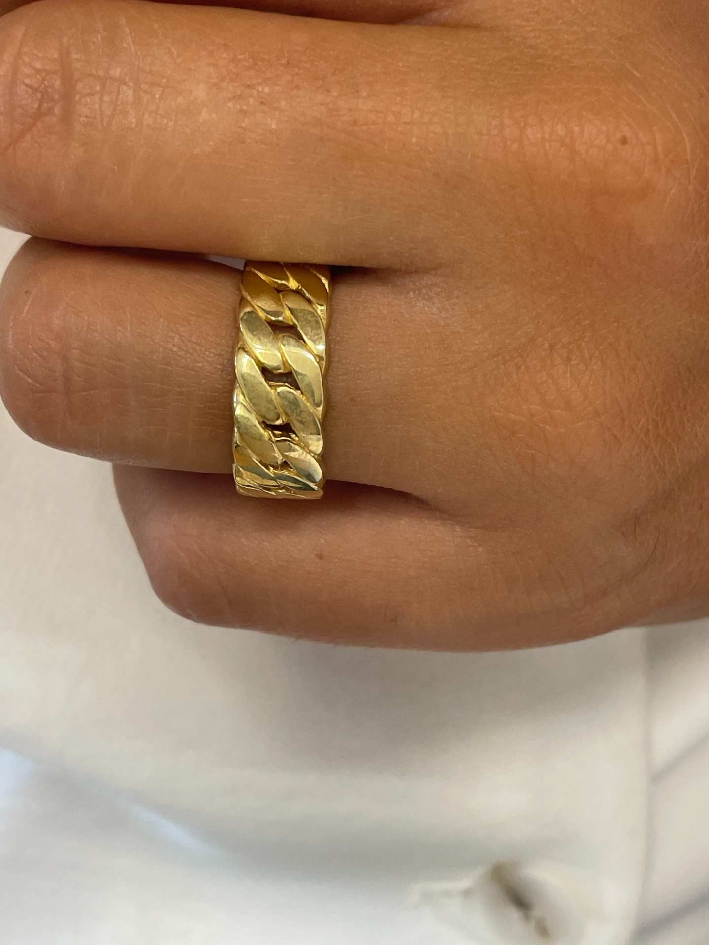 LAKME anillo eslabón cadena barbada plata 1ª ley bañada oro - Roman Joyero