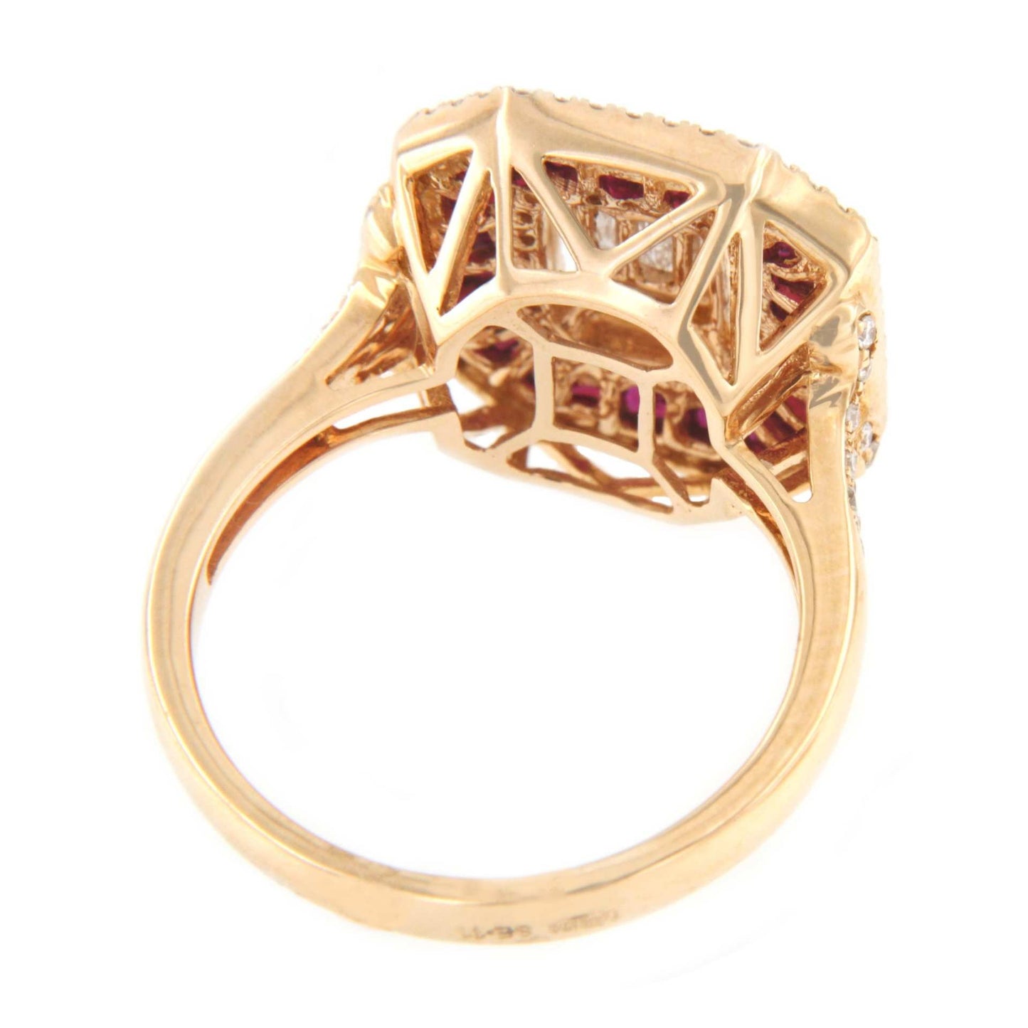 CYGNUS anillo rectangular oro blanco brillantes y zafiros