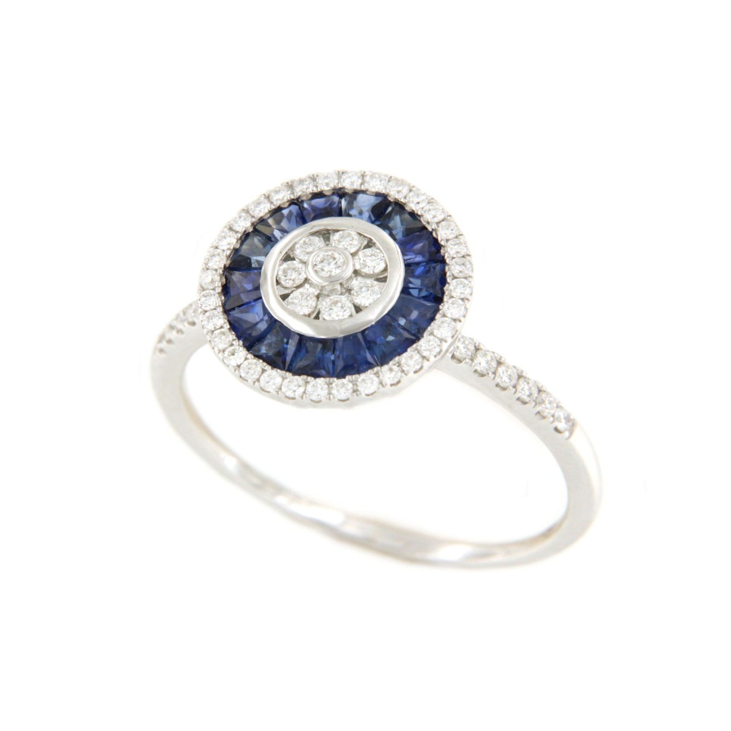 CARIQUEO anillo oro 18 redondo con brillantes y taipes de zafiros
