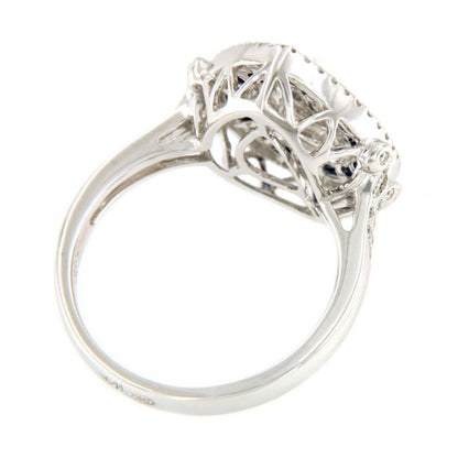 CATARSIS anillo forma pera en oro blanco brillantes y zafiros