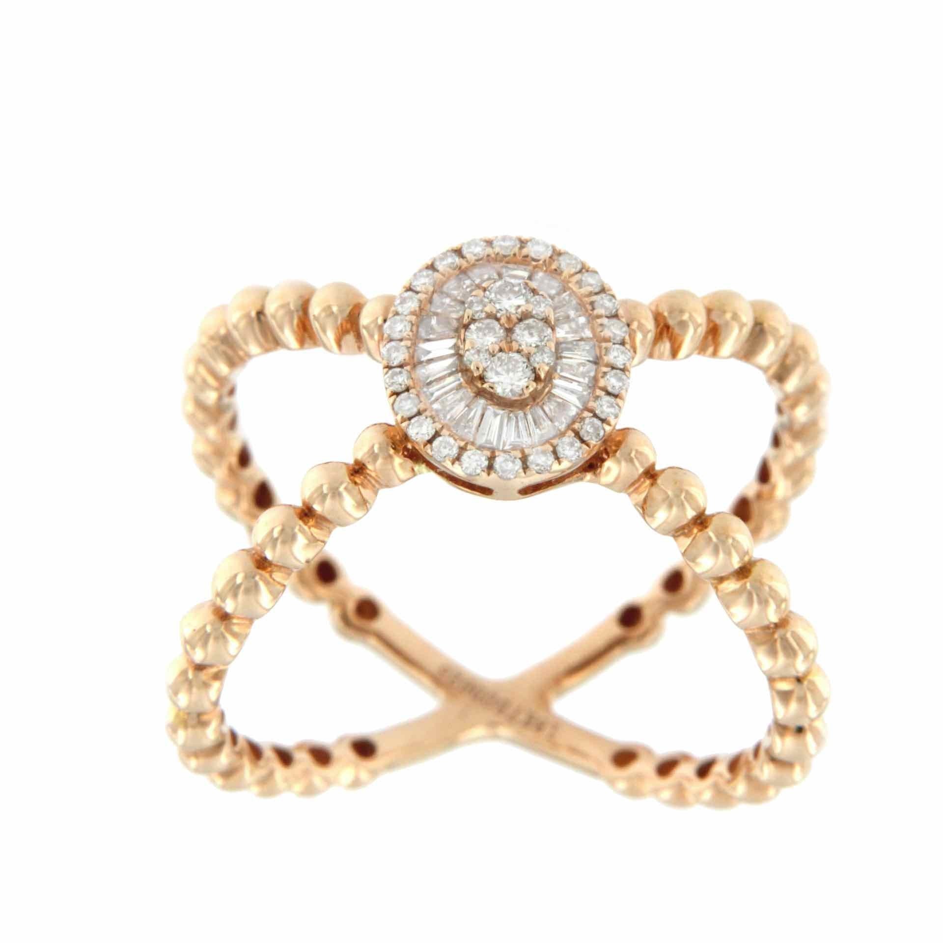 BURLISCO, anillo de oro rosa con diamantes - Roman Joyero