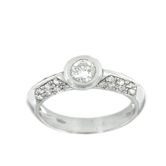 PAMPANEIRA, anillo solitario de oro blanco con diamantes - Roman Joyero