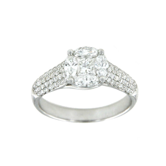 BERGAMO, anillo de oro blanco con diamantes - Roman Joyero