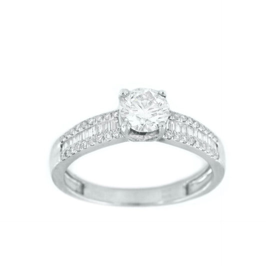 FRIAS, anillo solitario de oro blanco con diamantes - Roman Joyero