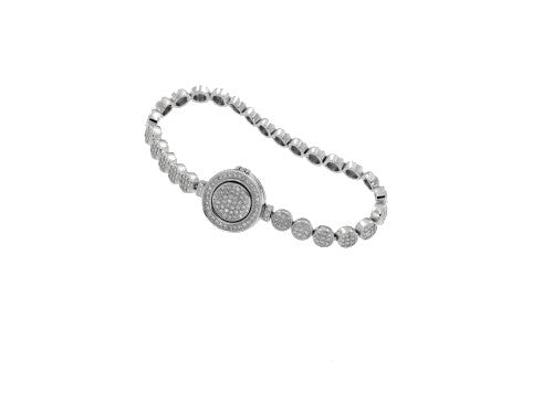 FAIZAL, pulsera en plata semirígida con un círculo y cadena. - Roman Joyero