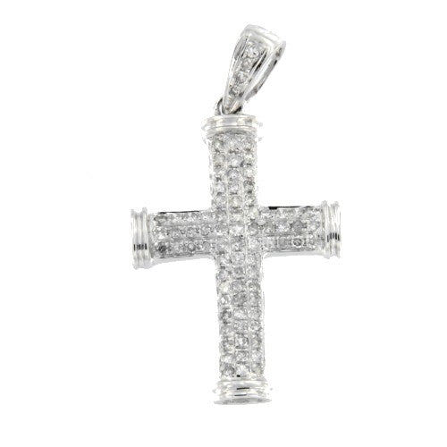 CASANOVA, colgante con forma de cruz de oro blanco con diamantes - Roman Joyero