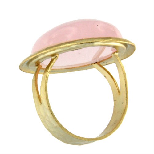 HADASSAH, anillo de plata dorada con cuarzo rosa - Roman Joyero