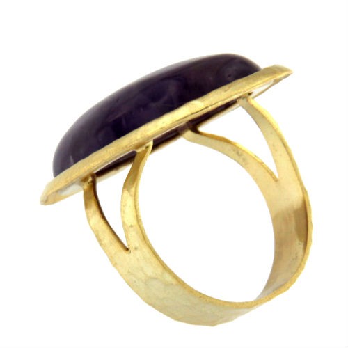 ESTHER, anillo de plata dorada con amatista - Roman Joyero