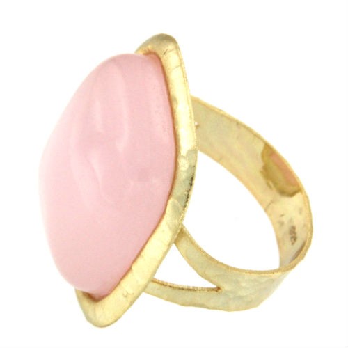 RAQUEL, anillo de plata dorada con cuarzo rosa - Roman Joyero