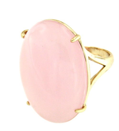 ELISHEVA, anillo de plata dorada con cuarzo rosa - Roman Joyero