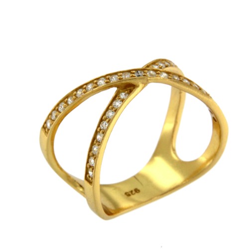 AZALEA, anillo de plata dorado con circonitas. - Roman Joyero